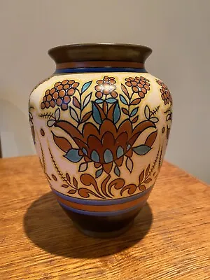 Buy Vintage Gouda Pottery Vase 1928  Ht. 28cm • 34£