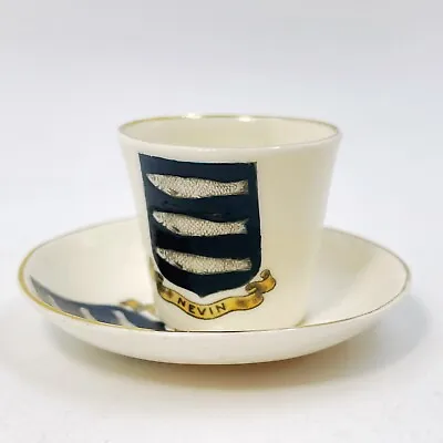 Buy Vintage W.h. Goss Crested China Miniature Cup And Saucer Set - Nevin Crest • 12.90£
