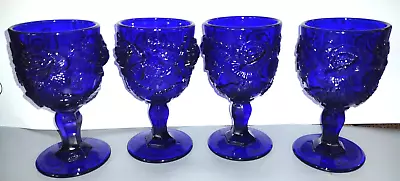 Buy Vintage Madonna Inn Wild Rose Cobalt Blue Goblet Glass ~ Rare Beautiful Set Of 4 • 94.86£