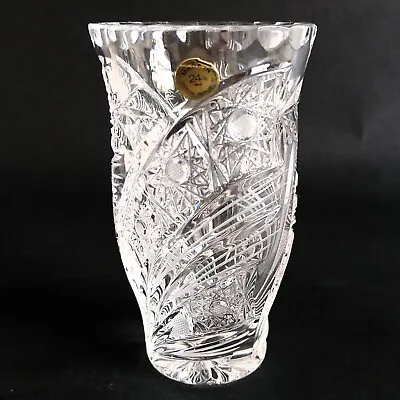 Buy Glass Vase 24% Lead Crystal 4.5  H Bohemia Czech Floral Pattern Mothers Day Gift • 16.95£