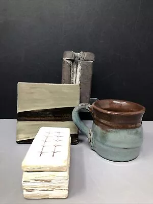 Buy Four Pieces Of Studio Pottery Undamaged Inc. Tile By Janet Edwards (Wales) #1315 • 12£
