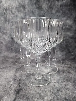 Buy Set Of 6 Cut Crystal Glass Curved Stemmed Wine Glasses  • 14.99£