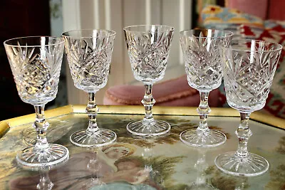 Buy A Quality Set Of Five Cut Glass Edinburgh Wine Glasses • 25£