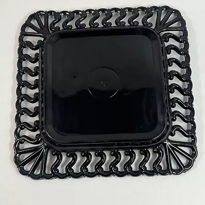 Buy Vintage Westmoreland Amethyst Black Glass  Square Dish Plates Pierced  Lattice • 19.21£