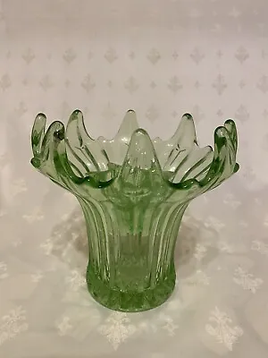 Buy Large Vintage Sowerby Green Lily Glass Vase With Frog • 34.99£