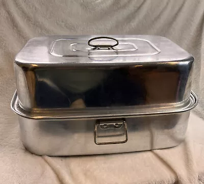 Buy Vintage Mirro Oblong Large Aluminum Vented Roaster M-5365 W Rack Box Turkey Ham • 31.84£
