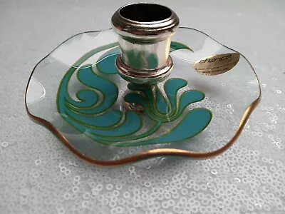 Buy CHANCE Glass Candle Holder Turquoise Canterbury Vintage Retro 70s Kitsch  • 10£
