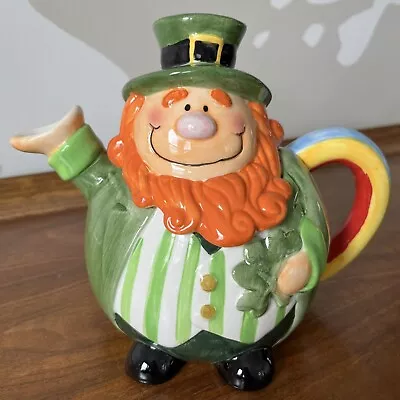 Buy LEPRECHAUN TEAPOT Rainbow Handle Irish Saint St. Patrick's Day Vintage Green • 31.26£