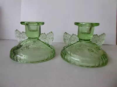 Buy Antique Sowerby Art Deco Butterfly Glass Candle Holders Set Of Two • 18£