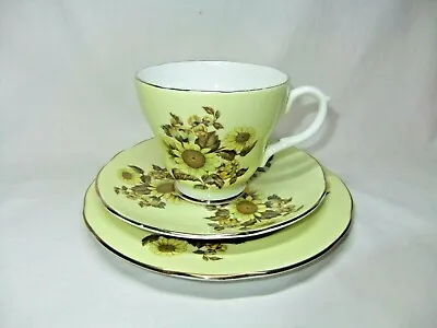 Buy Royal Sutherland Tea Trio Cup Saucer Side Plate Sunflower Floral Bone China • 19.99£