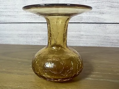 Buy Blenko Amber Crackle Glass Art Glass Miniature Vase • 23.75£