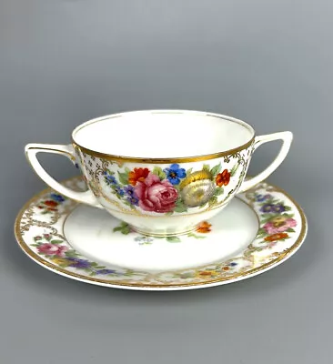 Buy Vintage Rosenthal Bavaria The Dresden Porcelain Bouillon Cup Saucer Cabbage Rose • 23.58£