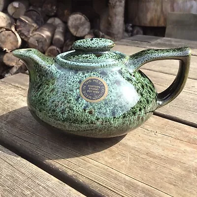 Buy Vintage Fosters Studio Pottery Cornwall Small Green Drip Glaze Teapot - 500ml • 15£