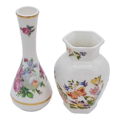Buy Aynsley Cottage Garden And Fenton China Co Rose And Gold Miniature Vases VGC • 7.99£