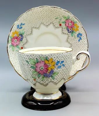 Buy Vintage Plant Tuscan China Teacup & Saucer 4954-A Floral Sprays/Diamond Pattern  • 22.76£