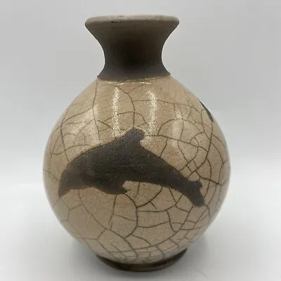 Buy Raku 6” Vase With Dolphins Maui Artist Signed Rick Cosci 1998 • 56.89£