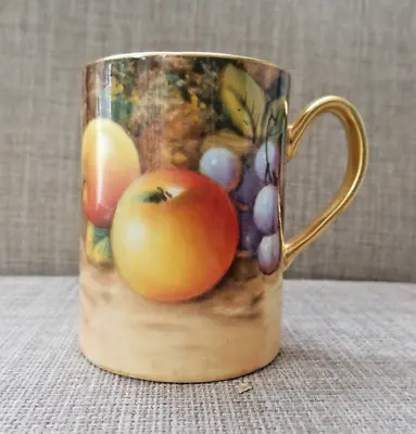 Buy Royal Worcester  -  Stunning Hand Painted Fallen Fruit Christening Mug - Signed • 225£