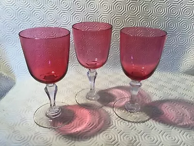 Buy Three Vintage Cranberry Port Glasses • 12£