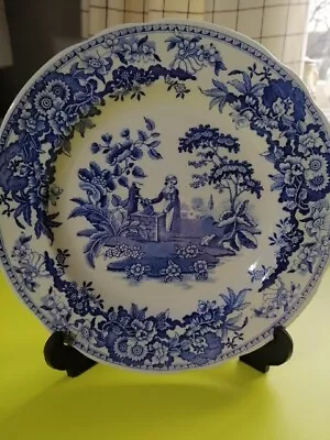 Buy Spode Blue Room/girl At Well / 23.5 Cm Luncheon Plate/ Vgc • 11.95£