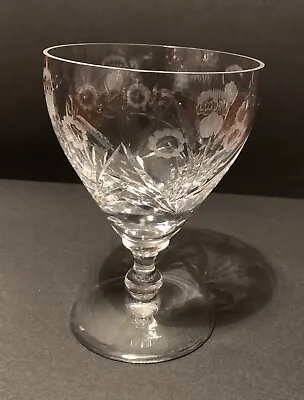 Buy Edinburgh Crystal EDI77 Cut Claret Short Stem Wine Glass Thistle Etch Vintage • 14.20£