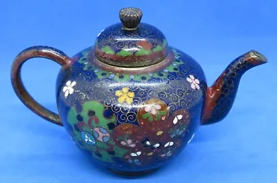 Buy Chinese Blue Cloisonné Vintage Victorian Oriental Antique Miniature Teapot A • 65£