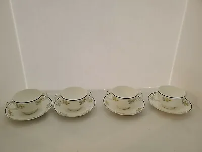 Buy Royal Doulton SHAMROCKS CLOVERS IRISH - Set Of 4 - Cream Soup Cups & Saucers #2 • 23.05£