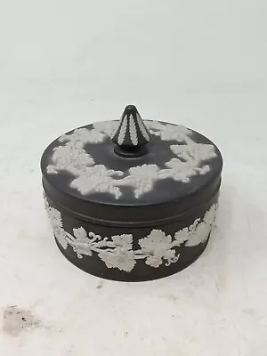Buy Vintage Wedgwood Jasperware Round Porcelain Black Lidded Trinket Box 4.5  • 19.49£
