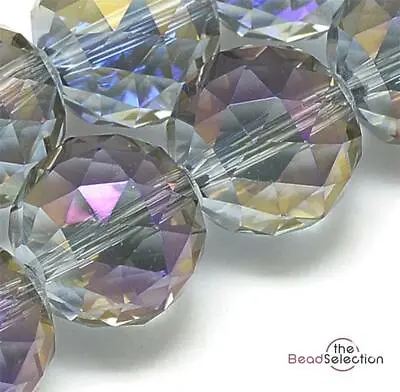 Buy 2 LARGE 20mm FACETED CRYSTAL GLASS BEADS PURPLE 'AB' SUN CATCHER PENDANT GLS106 • 2.99£
