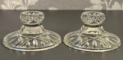 Buy X2 Round Pressed Glass Candle Stick Holders • 12.50£