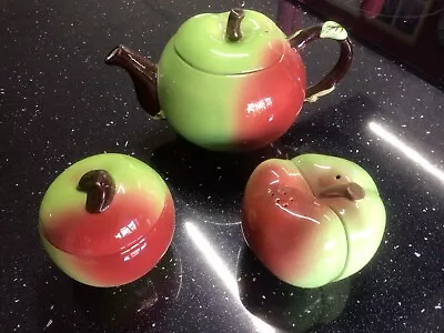 Buy Vintage Carlton Ware   Apple Teapot Lidded Sugar Bowl And Cruet Set • 22.99£