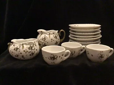 Buy Antique Child's Tea Set ( Partial) 13 Pieces - White Trimmed With Gold • 5.22£