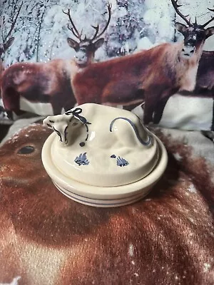 Buy Vintage Beddgelert Pottery Round Butter Dish Hand Painted With Cow On Lid Rare • 25£