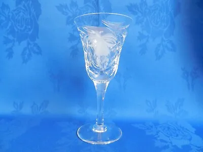 Buy Royal Brierley Fuchsia Cut & Etched Fluted Rim Crystal Wine Glass X 1 Signed • 69.99£