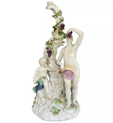 Buy Meissen Kandler Fine Bacchus & His Son Figure Group - Surrounded By Grapes C1755 • 12.50£