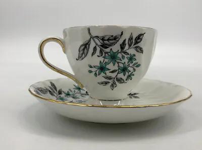 Buy TUSCAN TEACUP/SAUCER  FINE ENGLISH BONE CHINA MADE IN ENGLAND Blue Floral Gold • 45.59£
