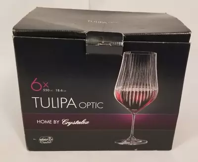 Buy Wine Glasses X 6 - 550ml Tulipa Optic Crystalax Bohemian Crystal  - N11 Grey 204 • 5.95£