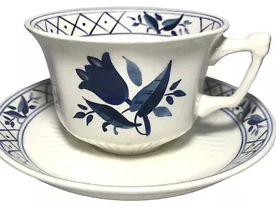 Buy Vintage Adams England Hollandia Blue Floral Ceramic Tea Cup And Saucer 2 Pc Set • 17.08£