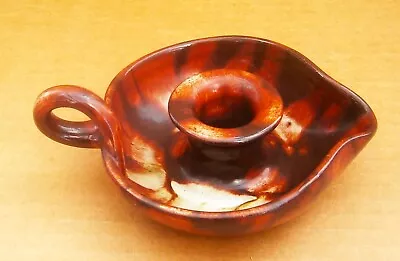 Buy V322) Ewenny Pottery Wales Brown Marbled Hand Held Candlestick Holder • 9.50£