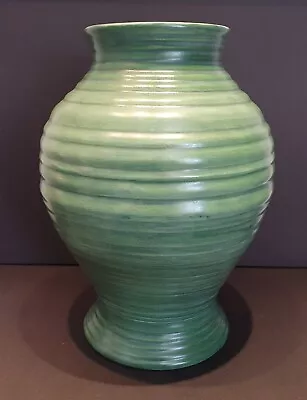 Buy Fabulous Unusually Large Green Ribbed Carlton Ware Vase 20/30's Height: 24.5cm  • 59.95£