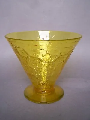 Buy RARE Signed Webb England Yellow Cadmium Trumpet Crackle Glass Footed Vase • 99.99£