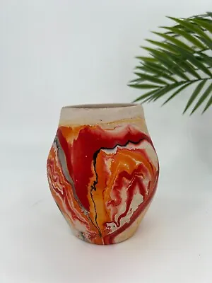 Buy Vintage Nemadji Art Pottery Vase 5   Southwest Pottery Cream Orange Made In USA • 38.47£