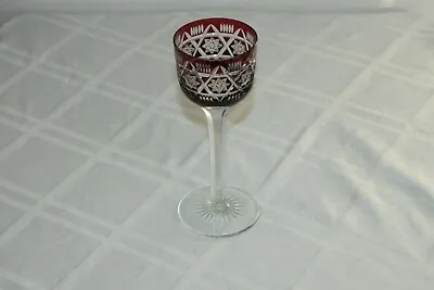 Buy Bohemian Red Glass Cut To Clear Glass 7.75  Tall Wine Champagne Glass Stemware • 22.58£