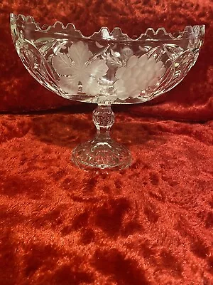 Buy Large Vintage Moulded Pressed Glass Pedestal Comport Footed Fruit Bowl • 29.99£