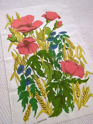Buy Vintage Retro Taunton Vale Red Poppy Cornflower Irish Linen Tea Towel 60s 70s • 14£