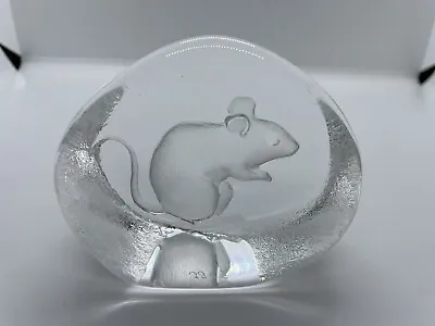 Buy Mats Jonasson Field Mouse Lead Crystal Etched Signed Paperweight • 10£