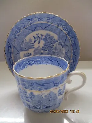 Buy Antique Broseley Pattern C 1810 Blue & White China Coffee Cup & Saucer Scalloped • 45£