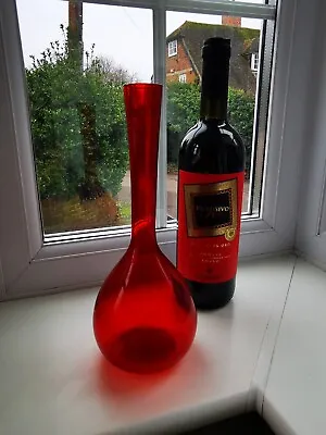 Buy Vintage Swedish Blomglas Gullaskruf Red Art Glass Vase. • 28£