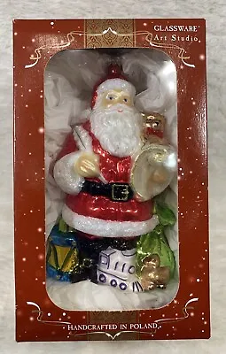 Buy SANTA With List Glassware Art Studio Poland Christmas Ornament NIB Handcrafted • 18.64£