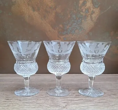 Buy 3 X Vintage Edinburgh Crystal Thistle Etched Small Wine Glasses 11.75 Cms  • 74.99£