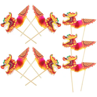 Buy  8 Pcs Paper Dragon Head Props Child Handheld Chinese Toys Nye Photo Booth 2024 • 12.25£